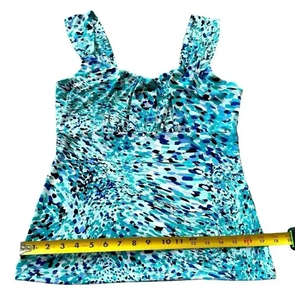 WHBM Bright Aqua Chunky Strap Tank Top with Abstract Dot Print- Small - Picture 8 of 10